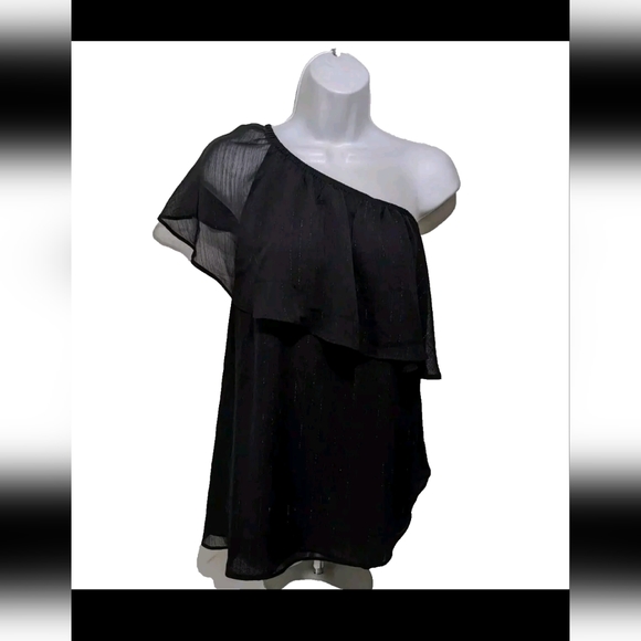 Torrid 1 One Shoulder Ruffle Crinkle Chiffon & Lurex Blouse 1X City Chic - Picture 5 of 13